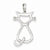 Sterling Silver Polished Cat Pendant, Pendants for Necklace