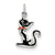 Black Enameled Cat Charm in Sterling Silver