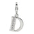 CZ Letter D Charm in Sterling Silver