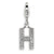 CZ Letter H Charm in Sterling Silver