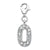 CZ Number 0 Charm in Sterling Silver