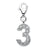 CZ Number 3 Charm in Sterling Silver