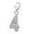 CZ Number 4 Charm in Sterling Silver