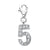 CZ Number 5 Charm in Sterling Silver