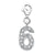 CZ Number 6 Charm in Sterling Silver