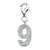 CZ Number 9 Charm in Sterling Silver