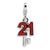 3-D Enameled 21 and Key Charm in Sterling Silver