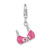 Pink Enameled 3-D Bikini Top Charm in Sterling Silver