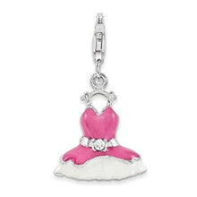 Amore La Vita Sterling Silver And Pink Enameled Crystal Dress Charm hide-image