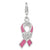 Amore La Vita Sterling Silver Enameled With CZ Awareness Ribbon & Heart Charm hide-image