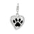 Polished And Enameled Heart With Dog Paw Print Charm in Sterling Silver