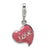 3-D Pink Enameled Heart Charm in Sterling Silver