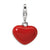 3-D Red Enameled Heart Charm in Sterling Silver