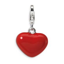 Amore La Vita Sterling Silver 3-D Red Enameled Heart Charm hide-image