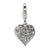 3-D CZ & Red Enamel Heart Charm in Sterling Silver