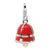 FW Cultured Pearl Red Enamel Bell Charm in Sterling Silver