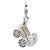 3-D Enameled Baby Carriage Charm in Sterling Silver