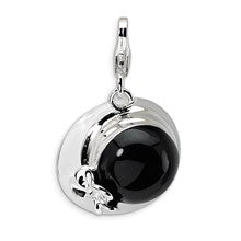 Amore La Vita Sterling Silver 3-D Black & White Enameled Hat Charm hide-image