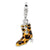 CZ Enameled Leopard Print Boot Charm in Sterling Silver