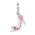 Pink Enameled Bow-top High Heel Charm in Sterling Silver