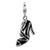 3-D Enameled Black High Heel Charm in Sterling Silver