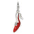Red Enameled & CZ High Heel Shoe Charm in Sterling Silver