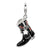 Black/Red Enameled Cowboy Boot Charm in Sterling Silver