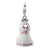 Enamel White/Pink Trimmed Dress Charm in Sterling Silver