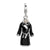 3-D Enameled Black Robe Charm in Sterling Silver