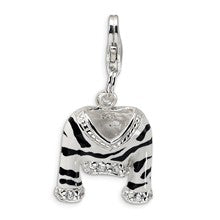 Amore La Vita Sterling Silver CZ Polished Enamel Zebra Jacket Charm hide-image