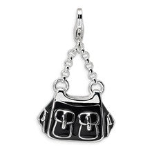 Amore La Vita Sterling Silver 3-D Enameled Black Handbag Charm hide-image