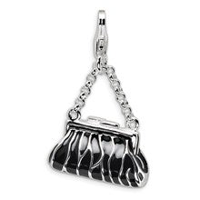 Amore La Vita Sterling Silver 3-D Enameled Zebra Hand Bag Charm hide-image
