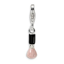 Amore La Vita Sterling Silver Black & Pink Enamel Blush Brush Charm hide-image