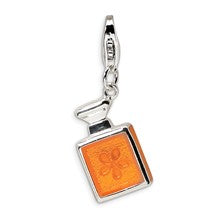 Amore La Vita Sterling Silver 3-D Orange Enamel Perfume Bottle Charm hide-image