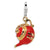 Gold-Plated Red Enameled Tea Pot Charm in Sterling Silver