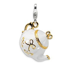Amore La Vita Sterling Silver Gold-Plated White Enameled Tea Pot Charm hide-image