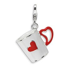 Amore La Vita Sterling Silver 3-D Enameled Coffee Cup with Heart Charm hide-image