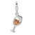 Open Champaign Glass Charm in Sterling Silver