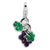 3-D Enameled Grapes Charm in Sterling Silver