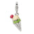 3-D Enameled Ice Cream Cone Charm in Sterling Silver