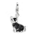 Enameled Crystal Cat Charm in Sterling Silver