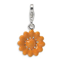Amore La Vita Sterling Silver Orange Enameled Flower Charm hide-image
