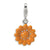 Orange Enameled Flower Charm in Sterling Silver