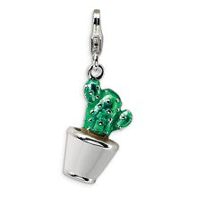 Amore La Vita Sterling Silver 3-D Enameled Potted Green Cactus Charm hide-image
