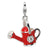 3-D Enameled Red Watering Can Charm in Sterling Silver