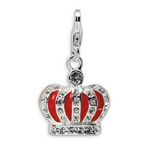 Amore La Vita Sterling Silver Swarovski Element & Red Enamel Crown Charm hide-image