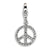 Small CZ Peace Sign Charm in Sterling Silver