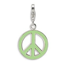 Amore La Vita Sterling Silver Green Enameled Peace Symbol Charm hide-image