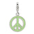Green Enameled Peace Symbol Charm in Sterling Silver