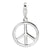 Large Polished Peace Sign Charm in Sterling Silver